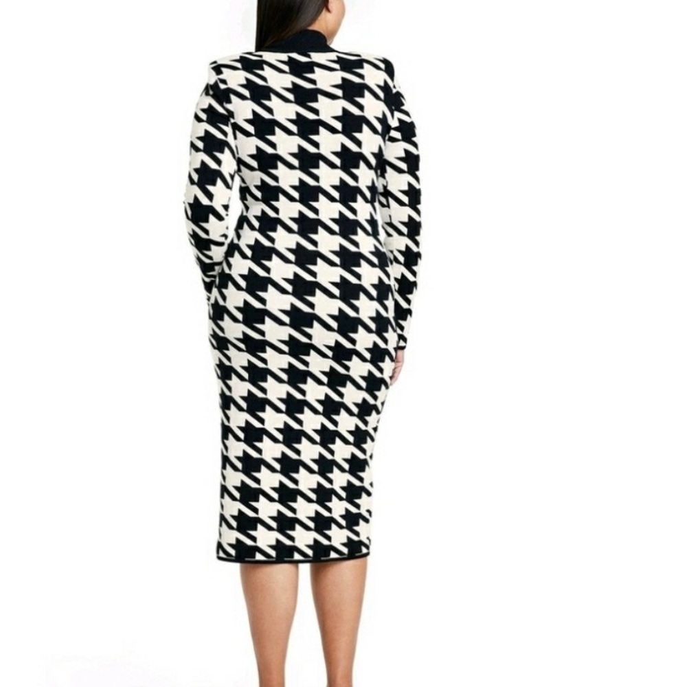 Sergio Hudson x Target Women's Houndstooth Strong Shoulder Sweater Midi Dress